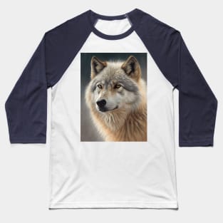 Arctic Gray Wolf - Oil paint Baseball T-Shirt